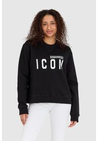 DSQUARED2 Czarna bluza damska z dużym logo icon, Rozmiar L. Kolor: czarny. Materiał: bawełna #3