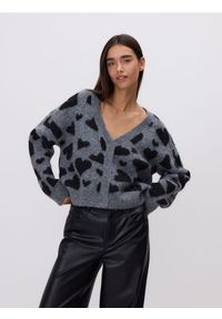 Reserved - Kardigan w serca - wielobarwny. Materiał: dzianina, wełna #1