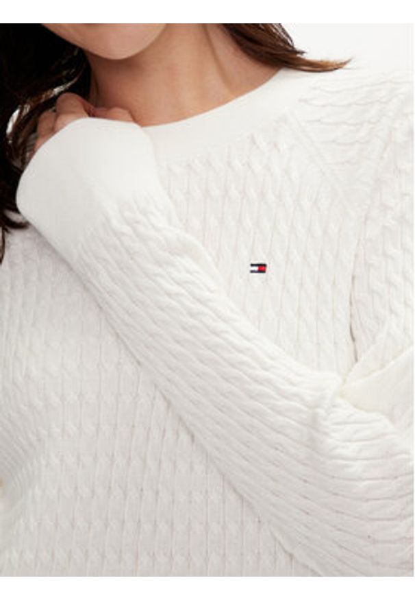 TOMMY HILFIGER - Tommy Hilfiger Sweter WW0WW41142 Biały Regular Fit. Kolor: biały. Materiał: bawełna