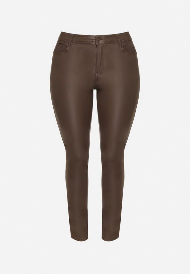 Born2be - Brązowe Spodnie Skinny Gasi. Kolekcja: plus size. Kolor: brązowy