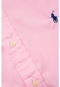 Polo Ralph Lauren - Koszula. Okazja: na co dzień. Typ kołnierza: polo. Kolor: różowy. Materiał: tkanina, bawełna. Długość: długie. Wzór: gładki. Styl: casual #8