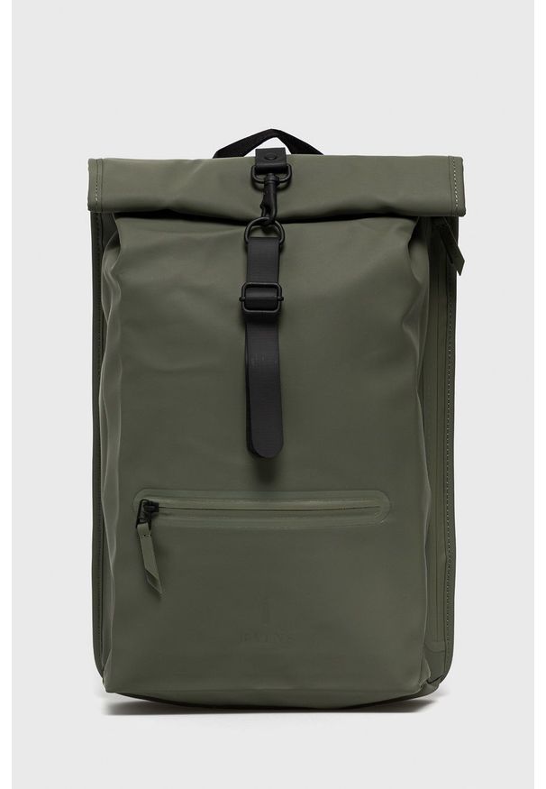 Rains - Plecak 1316 Rolltop Rucksack. Kolor: zielony