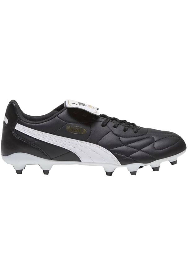 Puma - Męskie Skórzane Buty Piłkarskie King Top FG/AG. Kolor: czarny. Materiał: skóra. Sport: piłka nożna