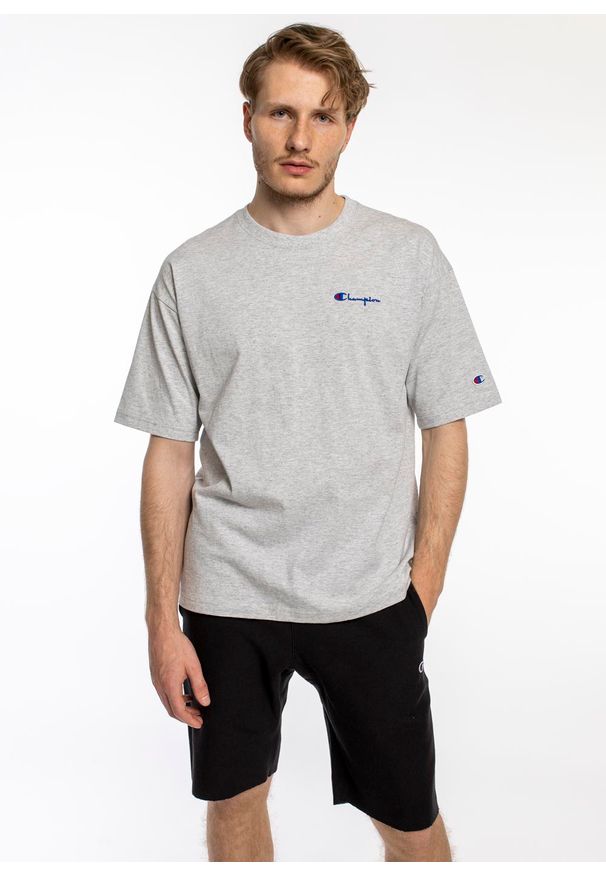 Koszulka Champion Premium Small Script Logo Crewneck T-Shirt (214282-EM004). Kolor: szary. Materiał: materiał