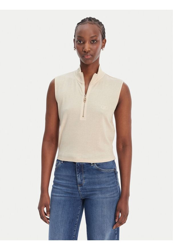 Liu Jo Sport Top TA6174 J3845 Écru Regular Fit. Materiał: wiskoza. Styl: sportowy