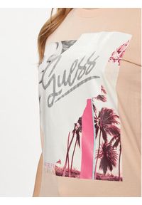 Guess T-Shirt W4GI17 I3Z14 Beżowy Regular Fit. Kolor: beżowy. Materiał: bawełna