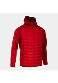 Kurtka wodoodporna z kapturem Joma Berna III. Typ kołnierza: kaptur. Kolor: czerwony. Sport: piłka nożna, fitness #1