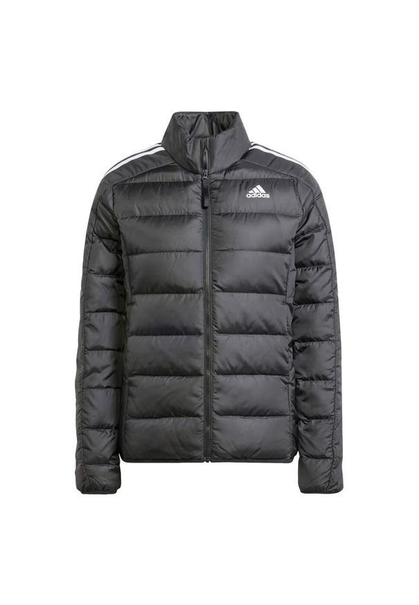 Adidas - Kurtka Essentials 3-Stripes Light Down. Kolor: czarny. Materiał: materiał, puch. Sport: turystyka piesza