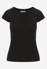 Renee - Czarny T-shirt Nephegenia. Kolor: czarny. Materiał: bawełna, jeans. Długość: krótkie. Wzór: jednolity. Styl: klasyczny #4
