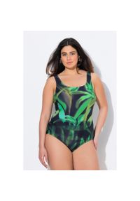 ULLA POPKEN - Damskie Strój kąpielowy bez miękkich miseczek okrągły dekolt. Kolekcja: plus size. Kolor: czarny. Materiał: materiał, elastan, poliamid #1