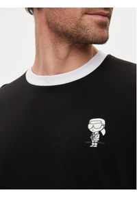 Karl Lagerfeld - KARL LAGERFELD T-Shirt 755029 542224 Czarny Regular Fit. Typ kołnierza: dekolt w karo. Kolor: czarny. Materiał: bawełna