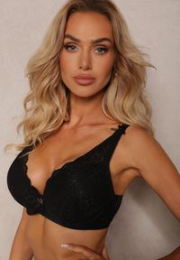Renee - Czarny Biustonosz z Efektem Push Up Quinata. Kolor: czarny. Rodzaj stanika: push-up #7