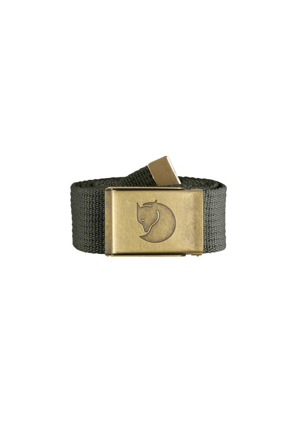 Fjällräven - Pasek do spodni Fjallraven Canvas Brass Belt 4 cm - mountain grey. Kolor: zielony. Sport: turystyka piesza