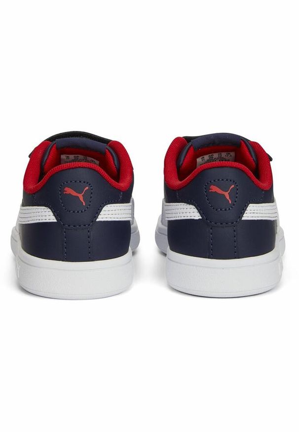 Puma - Dziecięce skórzane sneakersy Smash 3.0 V PUMA Navy White For All Time Red Blue. Kolor: biały, niebieski, wielokolorowy. Materiał: skóra