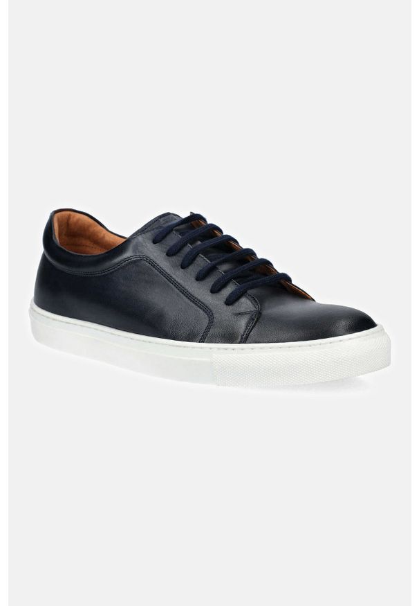 Lancerto - Sneakersy Granatowe Roger. Zapięcie: sznurówki. Kolor: niebieski. Materiał: jeans, guma, skóra, materiał