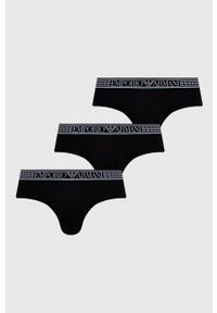 Emporio Armani Underwear - Slipy (3-pack). Kolor: czarny. Materiał: włókno