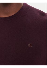 Calvin Klein Sweter LV04LB305G Bordowy Regular Fit. Kolor: czerwony. Materiał: wełna #4