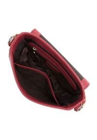 Wittchen - Damska torebka saddle bag skórzana na łańcuszku czerwona. Kolor: czerwony. Wzór: haft. Dodatki: z haftem. Materiał: skórzane. Styl: casual, elegancki