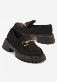 Born2be - Czarne Mokasyny z Metaliczną Klamrą Tenelsse. Okazja: na co dzień. Zapięcie: klamry. Kolor: czarny. Materiał: jeans. Styl: casual, elegancki #4