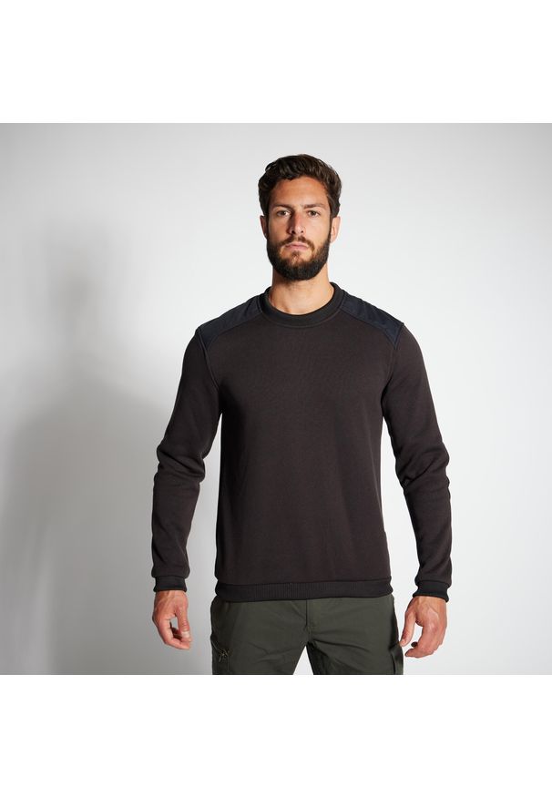 SOLOGNAC - Sweter Solognac 500. Kolor: czarny. Materiał: poliester, elastan, tkanina, prążkowany, materiał, poliamid. Sport: outdoor