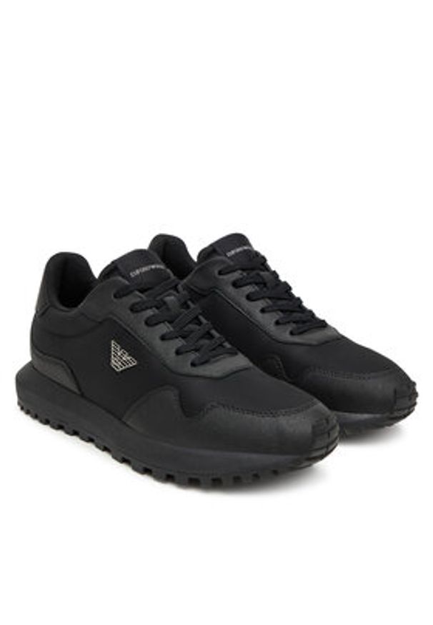 Emporio Armani Sneakersy EM003738 AF19532 MC005 Czarny. Kolor: czarny. Materiał: zamsz, skóra