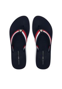 TOMMY HILFIGER - Tommy Hilfiger Japonki Th Corp Mid Wedge Beach Sandal FW0FW08517 Granatowy. Kolor: niebieski. Materiał: materiał #1