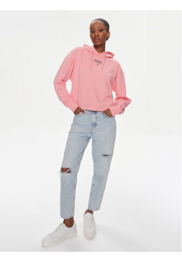 Tommy Jeans Bluza Essential Logo DW0DW17797 Różowy Relaxed Fit. Kolor: różowy. Materiał: bawełna, syntetyk
