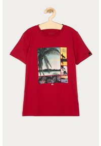Quiksilver - T-shirt dziecięcy 128-172 cm. Okazja: na co dzień. Kolor: czerwony. Materiał: bawełna, dzianina. Wzór: nadruk. Styl: casual #1