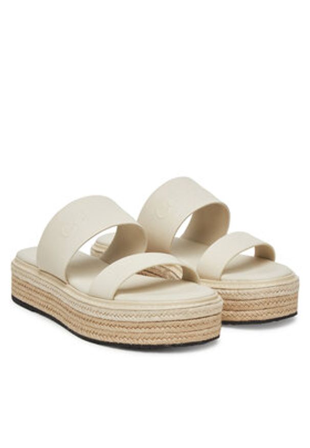 Calvin Klein Espadryle Flatform Wedge Slide - He HW0HW02374 Écru. Materiał: skóra