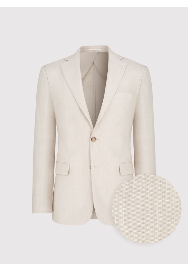 Pako Lorente - PAO LORENTE - Beżowa marynarka garniturowa z lnem. Kolor: beżowy. Materiał: len. Styl: młodzieżowy