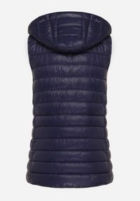 Born2be - Granatowa Klasyczna Pikowana Kamizelka na Suwak z Kapturem Mivora. Okazja: do pracy, na co dzień. Typ kołnierza: kaptur. Kolor: niebieski. Materiał: jeans. Styl: klasyczny #3