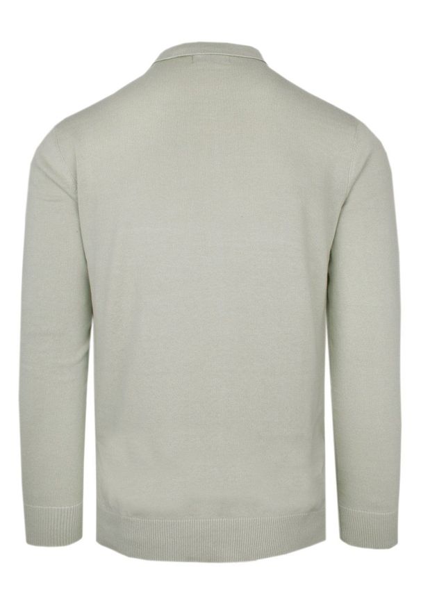 Lekki Męski Sweter Dzianinowy (styl: longsleeve polo) – Brave Soul - Oliwkowy Beż. Typ kołnierza: polo. Kolor: oliwkowy, wielokolorowy, beżowy. Materiał: bawełna. Długość rękawa: długi rękaw. Styl: klasyczny