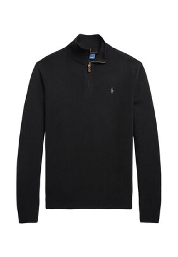Polo Ralph Lauren Sweter 710876756002 Czarny Regular Fit. Typ kołnierza: polo. Kolor: czarny. Materiał: wełna