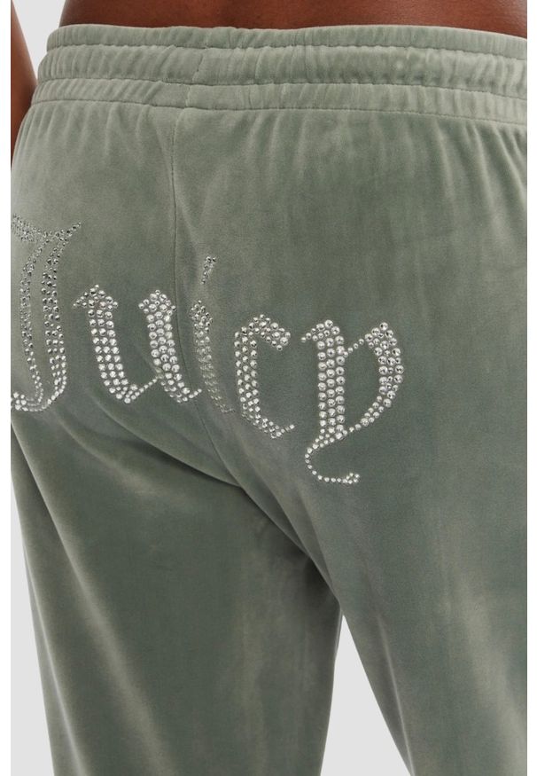 Juicy Couture - JUICY COUTURE Zielone damskie spodnie z cyrkoniami Tina, Rozmiar S. Kolor: zielony. Materiał: materiał