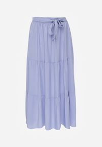 Renee - Jasnoniebieska Rozkloszowana Spódnica Maxi z Wiskozy z Materiałowymi Paskami Wintelis. Okazja: na spotkanie biznesowe, na co dzień, na imprezę. Kolor: niebieski. Materiał: wiskoza, materiał. Wzór: kolorowy, paski. Sezon: lato. Styl: elegancki, biznesowy, wakacyjny, casual #5