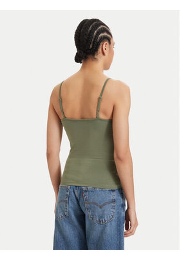 Tommy Jeans Top Essential DW0DW20675 Zielony Slim Fit. Kolor: zielony. Materiał: bawełna