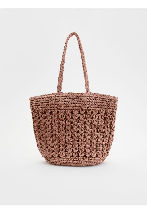 Reserved - Pleciona torebka shopper - brudny róż. Kolor: różowy