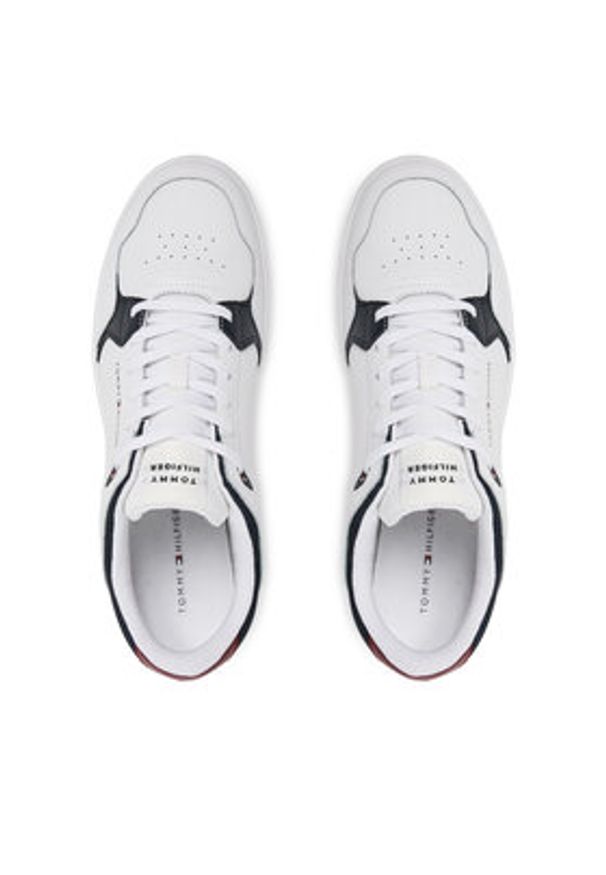 TOMMY HILFIGER - Tommy Hilfiger Sneakersy Th Basket Core Lite Lth Mix FM0FM05518 Biały. Kolor: biały. Materiał: skóra