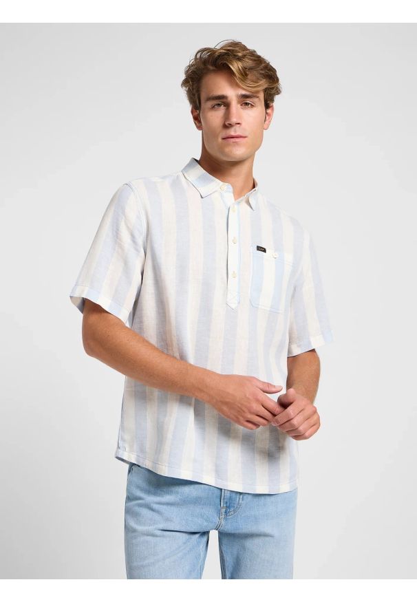 Lee - MESKA KOSZULA LEE POPOVER SHIRT SS SHY BLUE 112364226