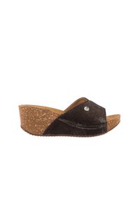 Klapki Bayla-099 0795 Włosy, Czarny, Skóra naturalna - 39. Kolor: czarny. Materiał: skóra. Sezon: lato. Obcas: na koturnie #1