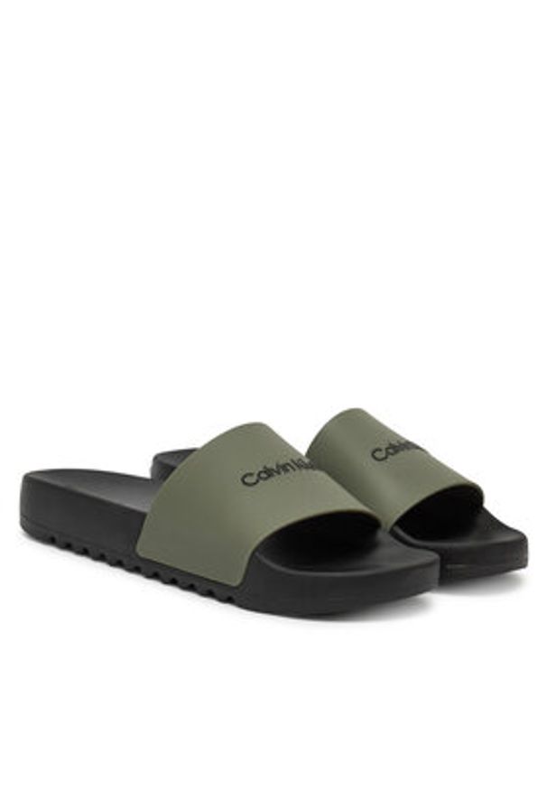 Calvin Klein Klapki Chunky Pool Slide Rub HM0HM01063 Zielony. Kolor: zielony