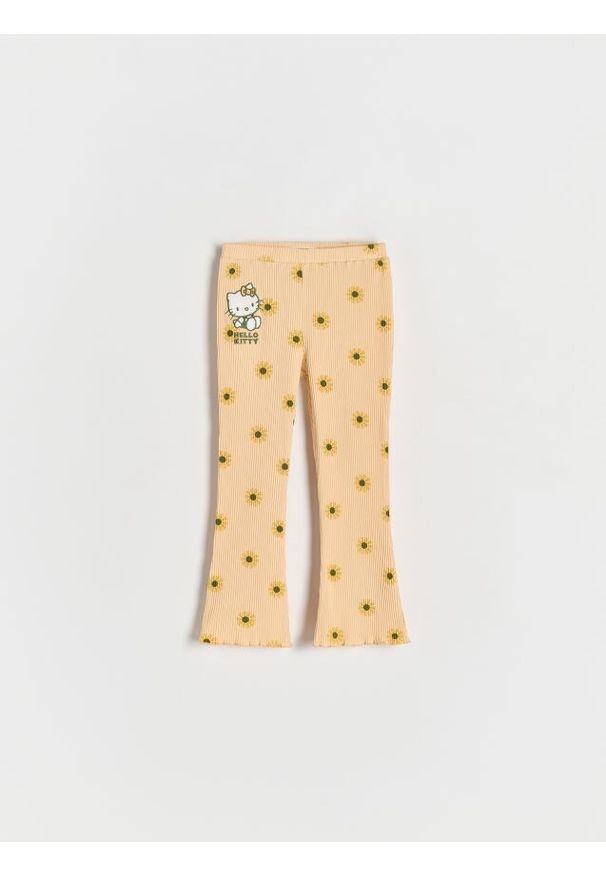Reserved - Prążkowane legginsy Hello Kitty - brzoskwiniowy. Kolor: pomarańczowy. Materiał: prążkowany. Wzór: motyw z bajki