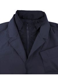 Krótki, Męski Płaszcz Przejściowy z Wysokim Kołnierzem - Brave Soul - Granatowy. Kolor: niebieski. Materiał: poliester. Długość: krótkie. Sezon: wiosna, jesień #5