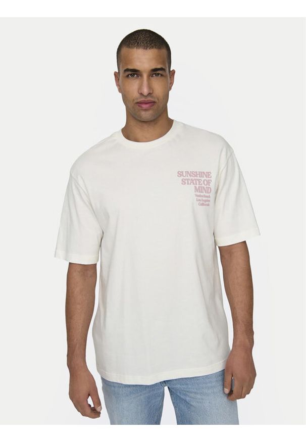 Only & Sons T-Shirt Kenny 22028736 Biały Relaxed Fit. Kolor: biały. Materiał: bawełna
