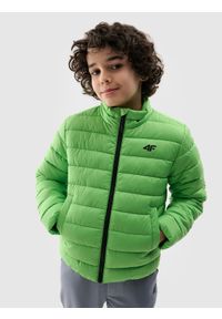 4f - 4F Kurtka puchowa z wypełnieniem syntetycznym chłopięca - zielona 158 (12-13 lat). Okazja: na co dzień. Typ kołnierza: kołnierzyk stójkowy. Kolor: zielony. Materiał: syntetyk, puch. Sezon: lato. Styl: klasyczny, casual, sportowy #1