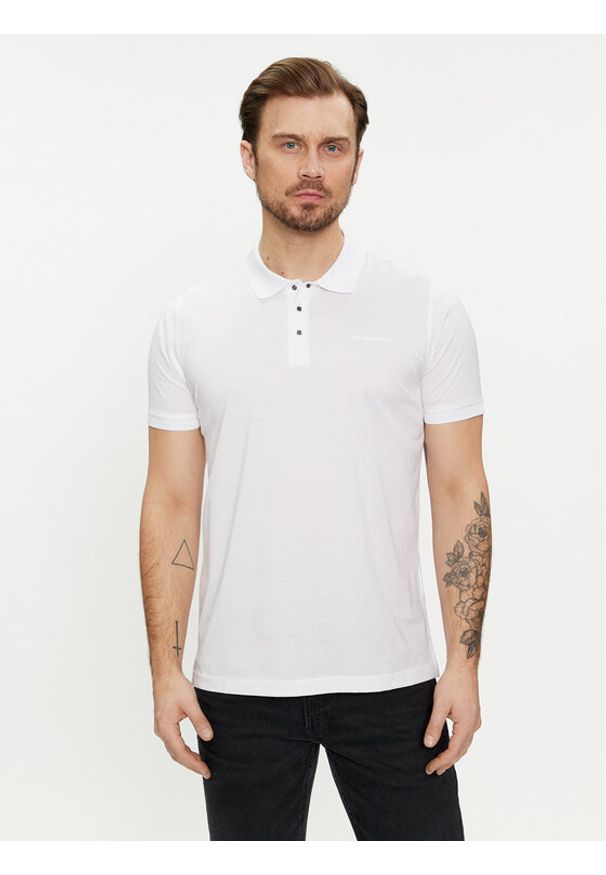 Karl Lagerfeld - KARL LAGERFELD Polo 745000 542200 Biały Regular Fit. Typ kołnierza: polo. Kolor: biały. Materiał: bawełna