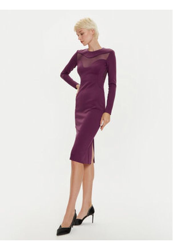 Pinko - PINKO Sukienka koktajlowa 103844 A208 Bordowy Slim Fit. Kolor: czerwony. Materiał: syntetyk. Styl: wizytowy