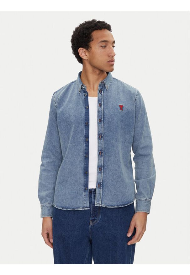 AMI PARIS Koszula jeansowa USH063.DE0056 Niebieski Regular Fit. Kolor: niebieski. Materiał: bawełna