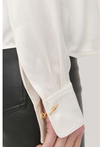 VICTORIA BECKHAM - Victoria Beckham bluzka jedwabna damska kolor beżowy gładka. Kolor: beżowy. Materiał: jedwab. Długość rękawa: długi rękaw. Długość: długie. Wzór: gładki #5