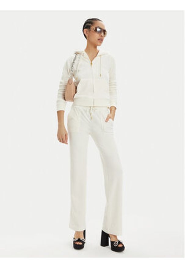 Juicy Couture Spodnie dresowe Del Ray JCAP180G Écru Regular Fit. Materiał: syntetyk